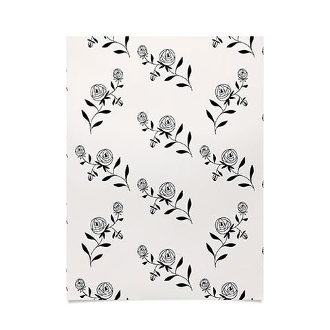 Maritza Lisa Abstract Rose Pattern Black and Ivory Poster