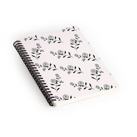 Maritza Lisa Abstract Rose Pattern Black and Ivory Spiral Notebook