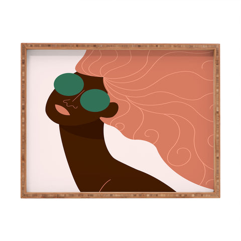 Maritza Lisa Abstract Woman Green Sunglasses Rectangular Tray