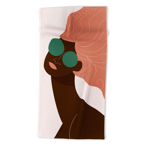 Maritza Lisa Abstract Woman Green Sunglasses Beach Towel