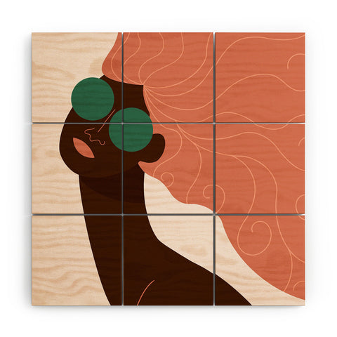 Maritza Lisa Abstract Woman Green Sunglasses Wood Wall Mural