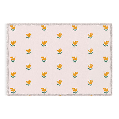 Maritza Lisa Abstract Yellow Tulip Pink Outdoor Rug