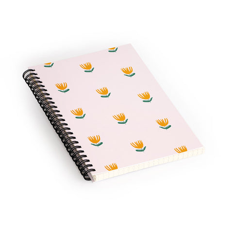 Maritza Lisa Abstract Yellow Tulip Pink Spiral Notebook