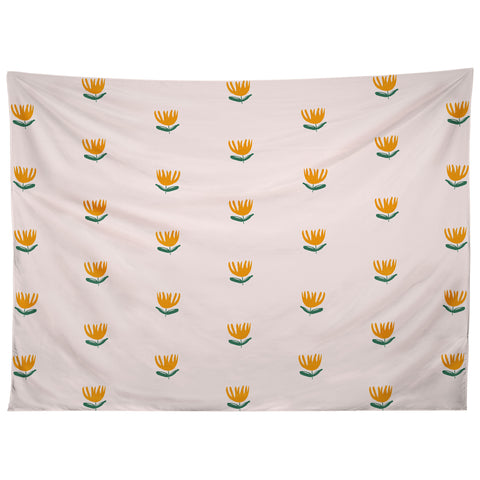 Maritza Lisa Abstract Yellow Tulip Pink Tapestry