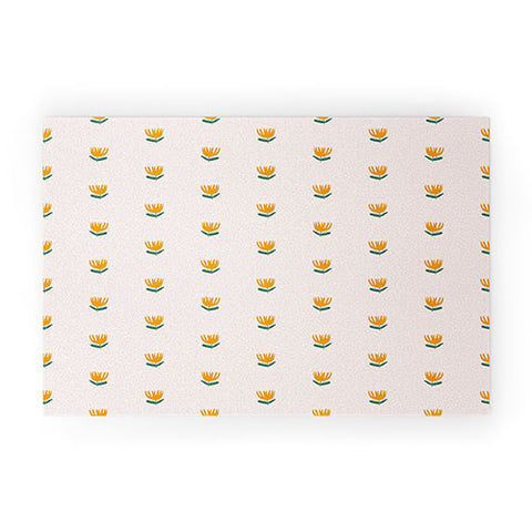 Maritza Lisa Abstract Yellow Tulip Pink Welcome Mat