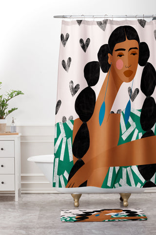 Maritza Lisa Boho Valentine Braids Shower Curtain And Mat
