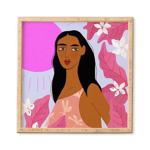 Maritza Lisa Girl With Pink Sun Framed Wall Art