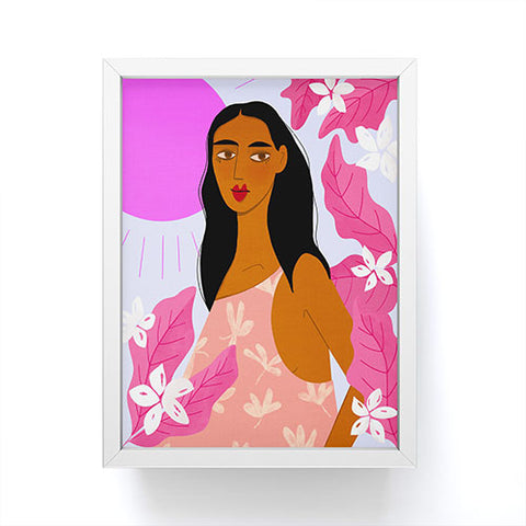 Maritza Lisa Girl With Pink Sun Framed Mini Art Print