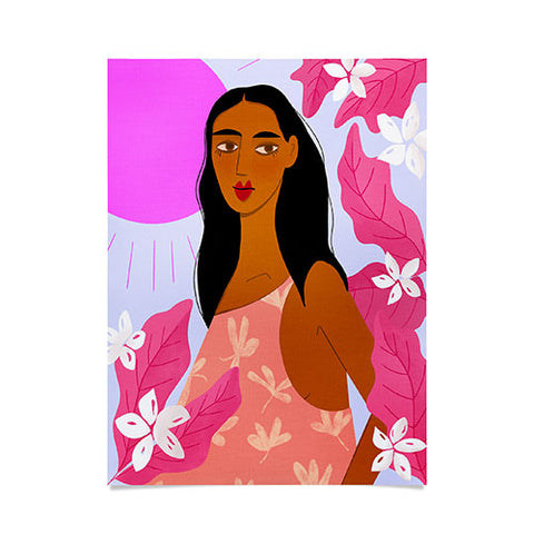 Maritza Lisa Girl With Pink Sun Poster