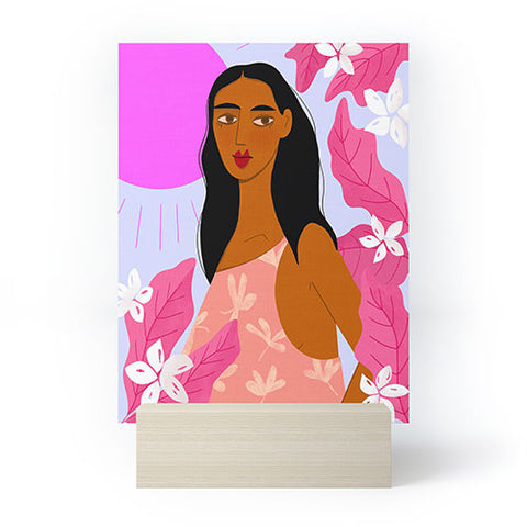 Maritza Lisa Girl With Pink Sun Mini Art Print