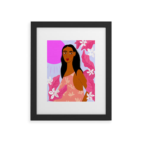 Maritza Lisa Girl With Pink Sun Framed Art Print