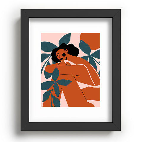 Maritza Lisa Pink Bikini Dark Green Flower Recessed Framing Rectangle