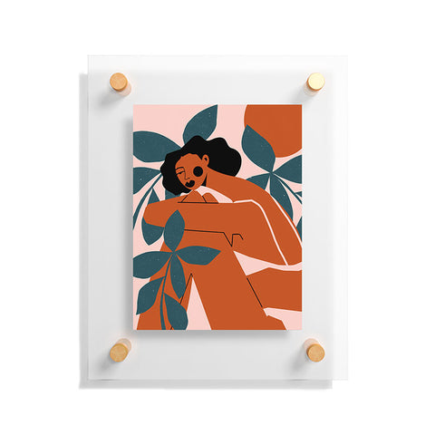 Maritza Lisa Pink Bikini Dark Green Flower Floating Acrylic Print