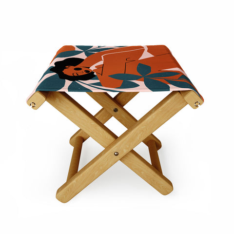 Maritza Lisa Pink Bikini Dark Green Flower Folding Stool