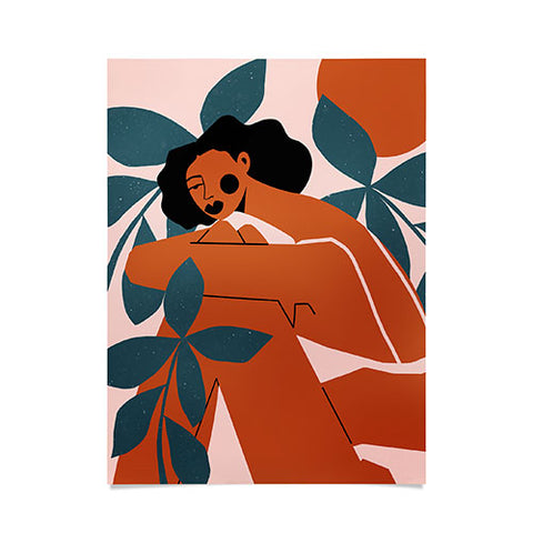 Maritza Lisa Pink Bikini Dark Green Flower Poster