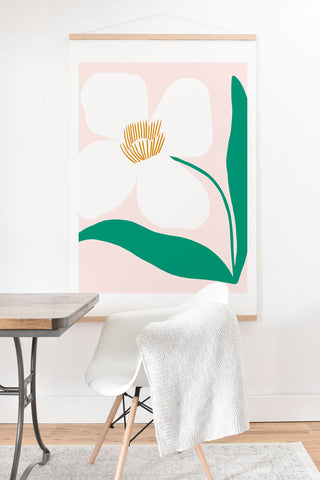 Maritza Lisa Single White Abstract Flower Art Print And Hanger