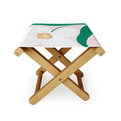 Maritza Lisa Single White Abstract Flower Folding Stool