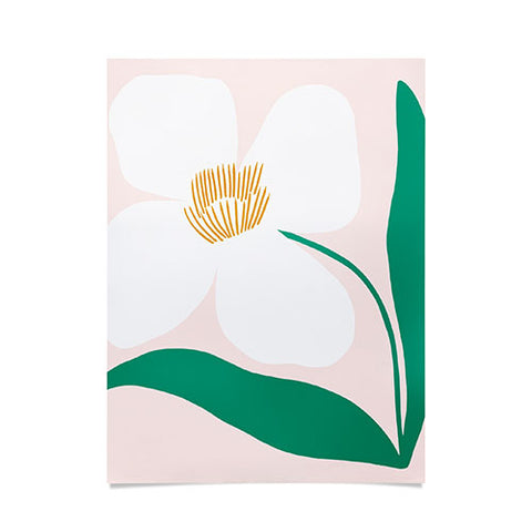 Maritza Lisa Single White Abstract Flower Poster