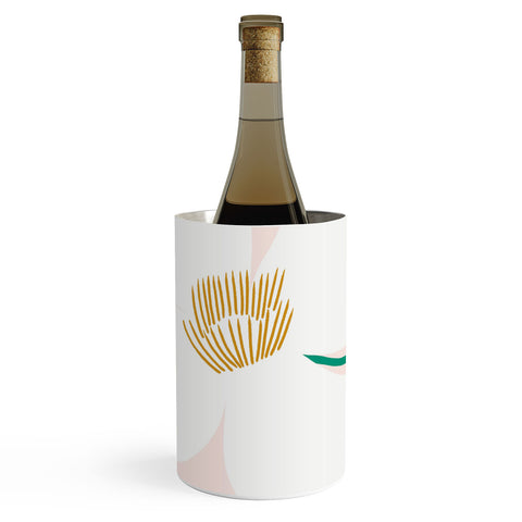 Maritza Lisa Single White Abstract Flower Wine Chiller