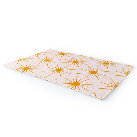 Maritza Lisa Sun Pattern On Pink Background Area Rug