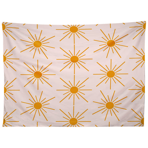 Maritza Lisa Sun Pattern On Pink Background Tapestry
