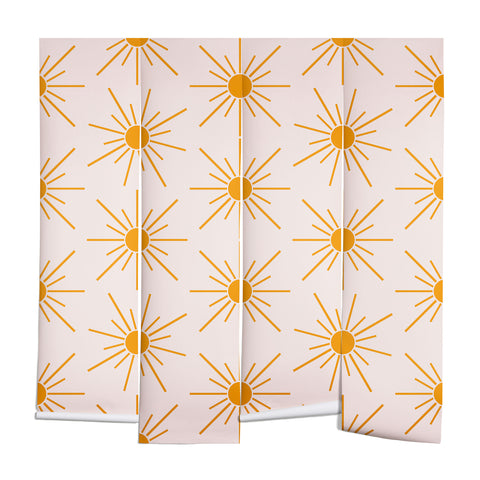 Maritza Lisa Sun Pattern On Pink Background Wall Mural