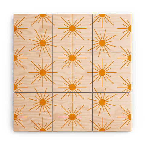 Maritza Lisa Sun Pattern On Pink Background Wood Wall Mural