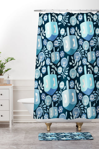 Marni Night Dreidel Shower Curtain And Mat