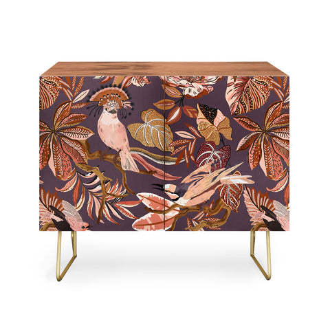 Marta Barragan Camarasa 2Pink tropical birds landscape Credenza