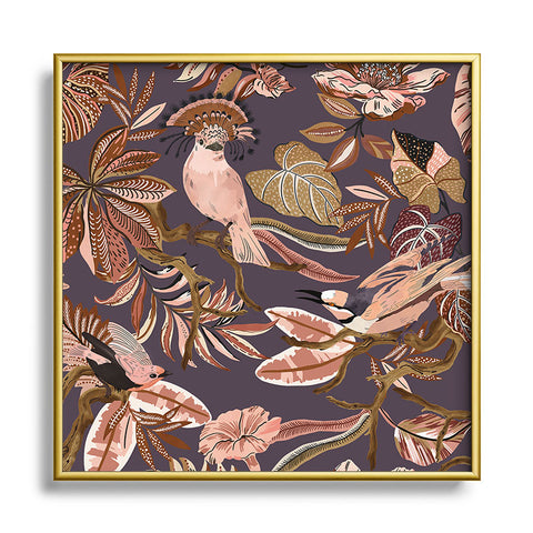 Marta Barragan Camarasa 2Pink tropical birds landscape Square Metal Framed Art Print