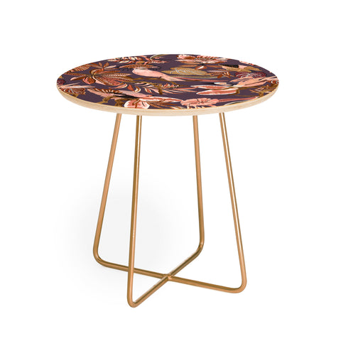 Marta Barragan Camarasa 2Pink tropical birds landscape Round Side Table