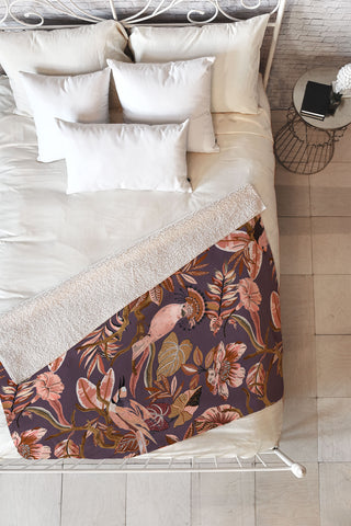 Marta Barragan Camarasa 2Pink tropical birds landscape Fleece Throw Blanket