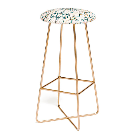 Marta Barragan Camarasa 3dimensional marbled geometry pattern Bar Stool