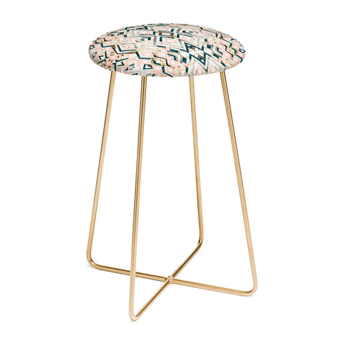 Marta Barragan Camarasa 3dimensional marbled geometry pattern Counter Stool