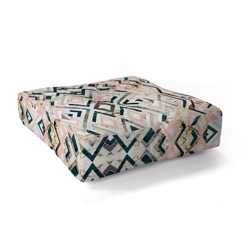 Marta Barragan Camarasa 3dimensional marbled geometry pattern Floor Pillow Square