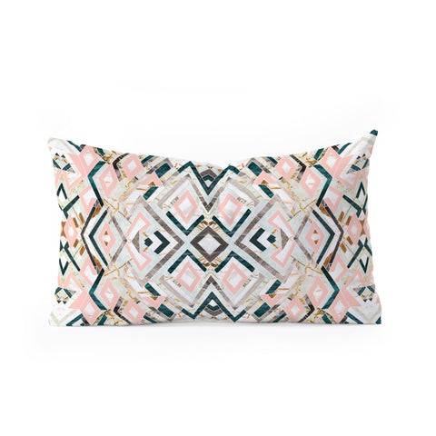 Marta Barragan Camarasa 3dimensional marbled geometry pattern Oblong Throw Pillow