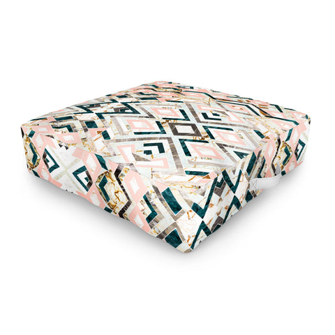 Marta Barragan Camarasa 3dimensional marbled geometry pattern Outdoor Floor Cushion