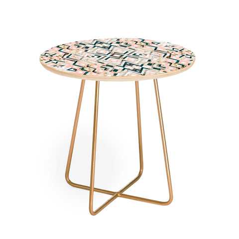 Marta Barragan Camarasa 3dimensional marbled geometry pattern Round Side Table