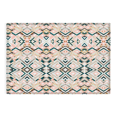 Marta Barragan Camarasa 3dimensional marbled geometry pattern Outdoor Rug