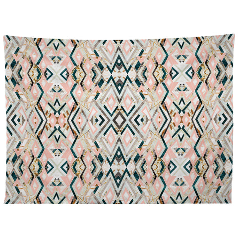 Marta Barragan Camarasa 3dimensional marbled geometry pattern Tapestry