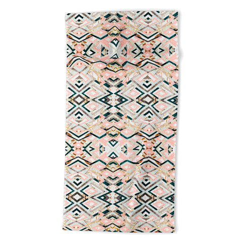 Marta Barragan Camarasa 3dimensional marbled geometry pattern Beach Towel