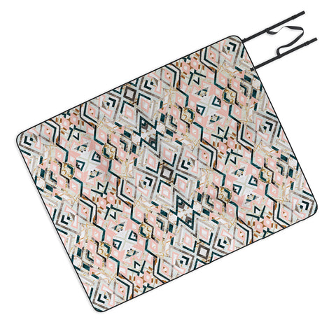 Marta Barragan Camarasa 3dimensional marbled geometry pattern Picnic Blanket