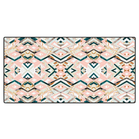 Marta Barragan Camarasa 3dimensional marbled geometry pattern Desk Mat