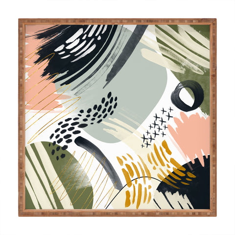 Marta Barragan Camarasa Abstract autumn season Square Tray