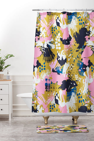 Marta Barragan Camarasa ABSTRACT BRUSHSTROKES 02 Shower Curtain And Mat