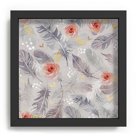 Marta Barragan Camarasa Abstract floral with feathers Recessed Framing Square