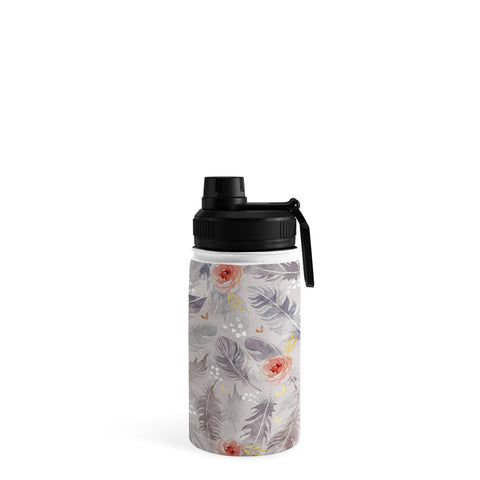 Marta Barragan Camarasa Abstract floral with feathers Water Bottle