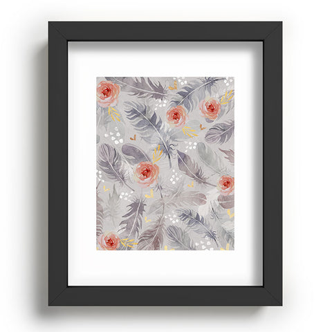 Marta Barragan Camarasa Abstract floral with feathers Recessed Framing Rectangle
