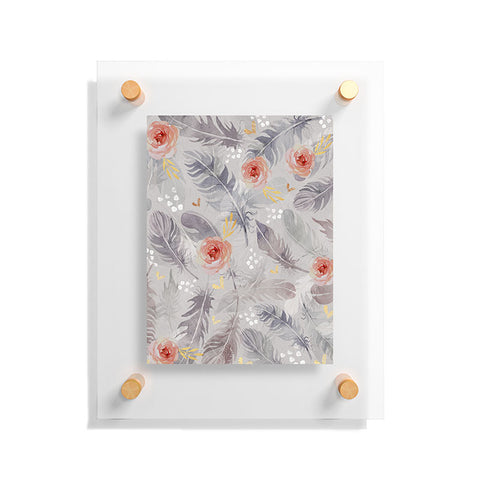 Marta Barragan Camarasa Abstract floral with feathers Floating Acrylic Print