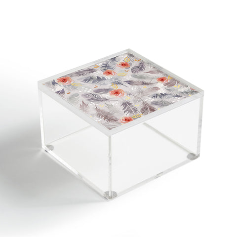Marta Barragan Camarasa Abstract floral with feathers Acrylic Box